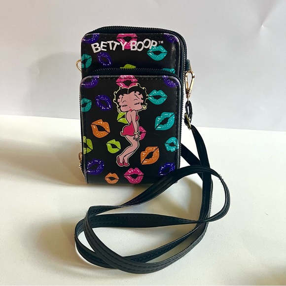 BETTY BOOP 💋 Kiss Lips Faux Leather Clutch Crossbody Bag | Colorful - Picture 1 of 10